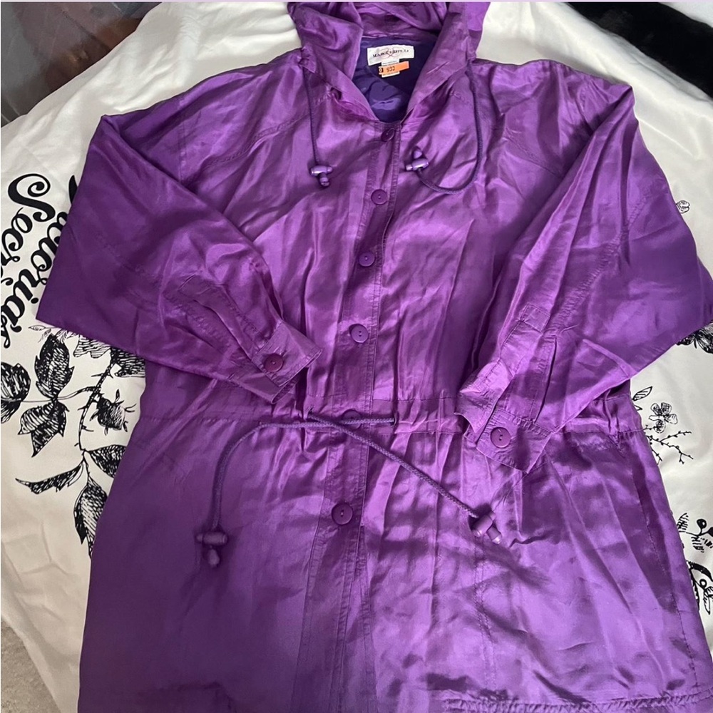 Marguerite 100% Silk Hooded Jacket – Vintage 80s Royal Purple Dream